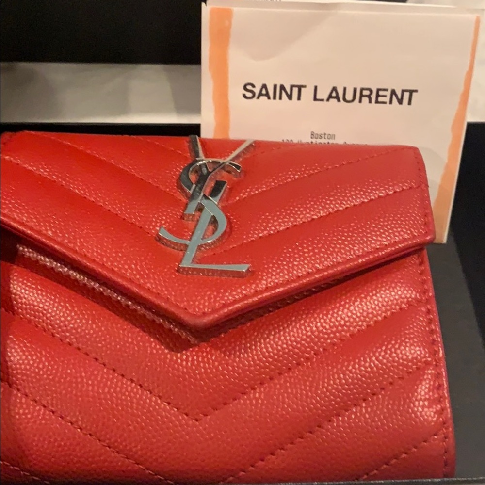 YSL Monogramme Tri-Fold wallet NWT and receipt